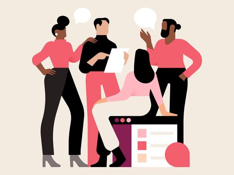 Community by Justina Leisyte Graphic Design Interview, Community Illustration, Dribbble Design, Corporate Art, Interview Questions, Flat Illustration, Editorial Illustration, Work Experience, Meeting People