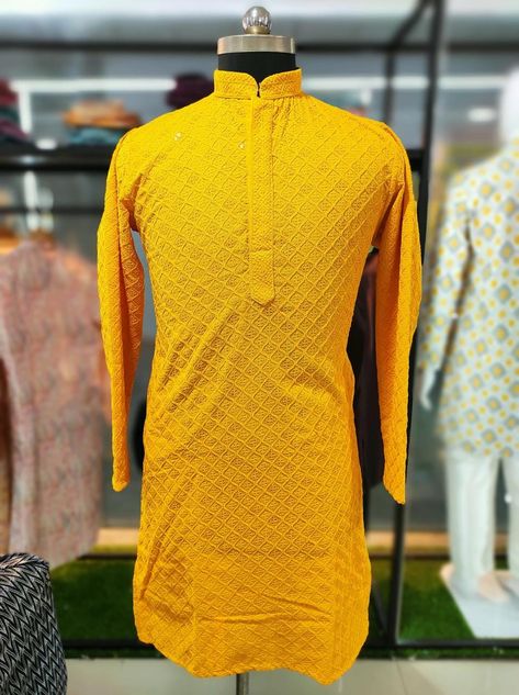 *LUCKHNOWI WORK KURTA PYJAMA* 💐💐💐💐💐💐💐💐💐 *VOL-22 SIFLI SEQUENCE KURTA* Get the desi boy look with these long Men’s kurta for a touch of Indian festive, puja or casual look. These can be styled with jeans or white pants & a quirky smile! *FABRIC: Chicken Embroidery work on Reyon fabric* *LENGTH: Long Kurta - Knee* *FIT TYPE: Regular Fit* PATTERN/DESIGN: *All over Lucknowi work and new staylish button Pattern* *COLLAR TYPE: Mandarin Collar* *SLEEVES: Full Sleeves* *Size - (38)M,(40)L,(... Desi Boy, Fabric Chicken, Chicken Embroidery, Long Kurta, Kurta Pyjama, Don't Compare, Full Sleeves, Embroidery Work, White Pants