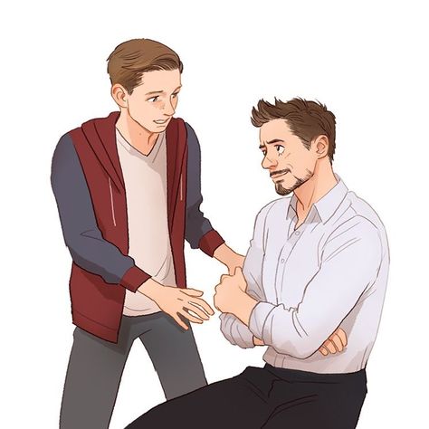 Tom Holland  Peter Parker Tony Stark (Fanart) Artist: @hallpen Ms Marvel, You Deserve It, Marvel Fan, The Avengers, Avengers Assemble, Peter Parker, Marvel Heroes, Tony Stark, Marvel Art