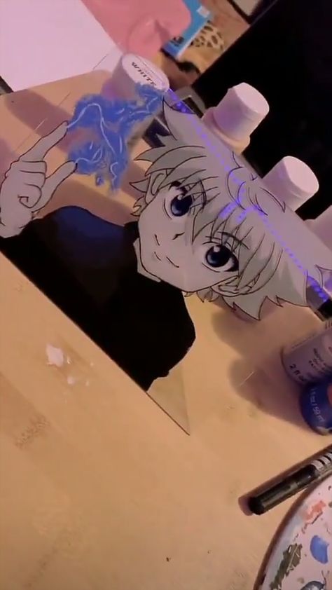 Killua Glass Painting, Killua Painting, Anime Business, Paint Business, Phone Case Diy Paint, Glass Paintings, Anime Decor, Anime Crafts, Small Canvas Art