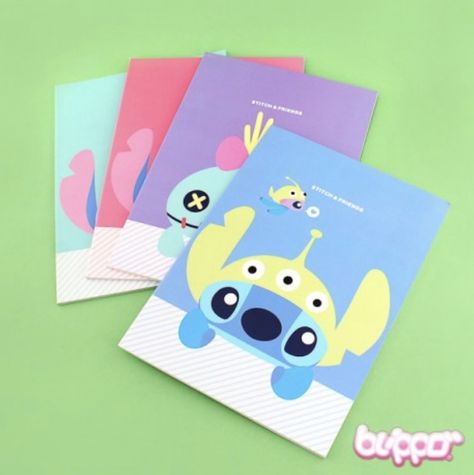 Kawaii Stitch notebooks Stitch Friends, Stationery Design Inspiration, Kawaii Stitch, Fashion Design Inspiration Board, Japanese Notebook, Free Notebook, Diy Back To School, Kawaii School Supplies, Kawaii Gifts