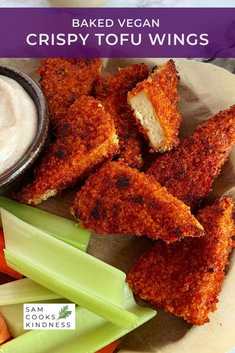 Finger licking delicious!! These baked crispy tofu wings are coated in the most indulgent sweet and spicy maple sriracha sauce! Easy to make and perfect for a game day snack, appetizer or meal! Tofu Wings, Sriracha Tofu, Maple Sriracha, Vegan Wings, Wfpb Recipes, Plant Based Dinner, Diy Treats, Crispy Tofu, Baked Tofu