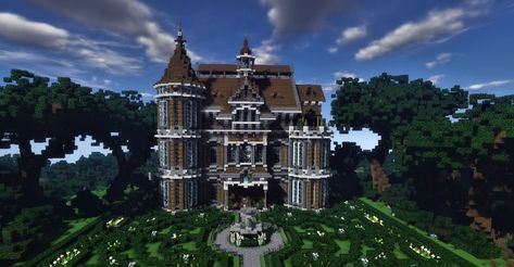 Victorian Mansion #2: Diamond Heart Minecraft Project Minecraft Gothic House, Heart Minecraft, Minecraft Victorian, Villa Minecraft, Victorian Castle, Team X, Minecraft Mansion, Architecture Blueprints, Victorian Mansion