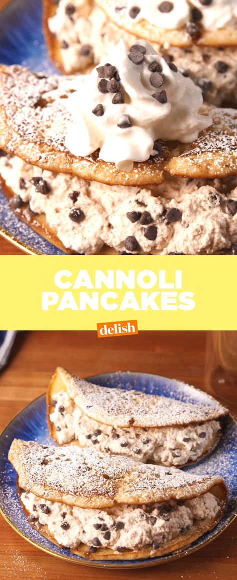 Cannoli lovers, these stuffed pancakes put stuffed French toast to shame. Get the recipe from Delish.com. Cannoli Pancakes, Linda Goodman, Stuffed Pancakes, Stuffed French Toast, Poke Cake, Fox Print, Pancakes And Waffles, Cannoli, Savoury Cake