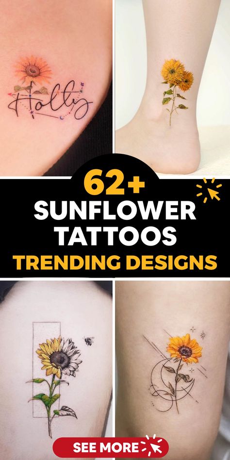 Embrace the timeless allure of sunflower tattoos to infuse your skin with artistic brilliance. Delve into a realm of floral creativity featuring designs that embody the spirit of sunshine and optimism. Whether you fancy a lively arrangement of sunflowers or a solitary elegant bloom, there exists a tattoo to uplift your spirits. Allow the symbolism of joy and affection to radiate from your inked masterpiece, spreading happiness wherever you go. Discover inspiration in the beauty and positivity en Sunflower Mandala Tattoo, Sunflower Tattoo Meaning, Sunflower Tattoo Simple, Sunflower Tattoo Shoulder, Sunflower Tattoo Small, Tattoo Concepts, Small Sunflower, Daisy Tattoo, Sunflower Tattoos