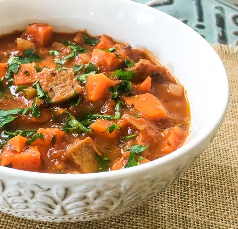 Pork Stew with Sweet Potatoes - Our WabiSabi Life Stew With Sweet Potatoes, Pork Stew Recipes, Sweet Potato Stew, Potato Stew, Sweet Potato Black Beans, Pork Stew, Stewed Potatoes, Dutch Oven Recipes, Spicy Pork