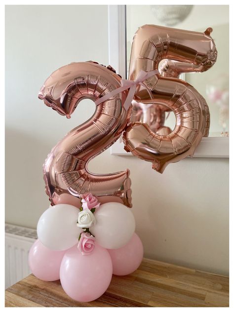 25 Balloons Number, Birthday Moodboard, Wildflower Theme, 25 Birthday, 18th Birthday Decorations, Personalized Balloons, Balloon Arrangements, 25th Birthday, Number Balloons