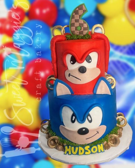 Sonic And Knuckles Cake, Knuckles Cake Sonic, Knuckles Birthday Cake, Sonic Cake, Sonic & Knuckles, Sonic Birthday Parties, 6th Birthday Cakes, Sonic Birthday, Twin Birthday