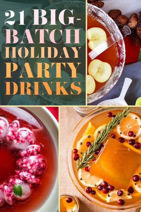 You'll drool over these 21 Big-Batch Cocktails To Get Everyone Drunk At Your Holiday Party Fingerfood Recipes, Holiday Party Drinks, Bagel Bar, Batch Cocktails, Holiday Punch, Jello Shots, Christmas Cocktails, Punch Recipes, Holiday Cocktails