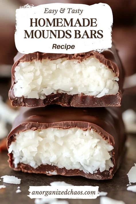 Homemade Mounds Bars - An Organized Chaos Mounds Balls Recipe, Coconut Mounds Bars, Homemade Mounds Bars, Mounds Cookies, Mounds Brownies, Homemade Mounds, Mounds Bars Recipe, Chocolate Coconut Bars, Mounds Bars