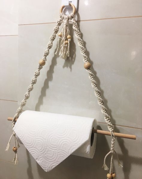 Surf Bathroom, Wc Decoration, Toilette Design, Toilet Decoration, Macrame Baby, Tissue Paper Holder, Macrame Thread, Toilet Paper Roll Holder, Medal Hanger