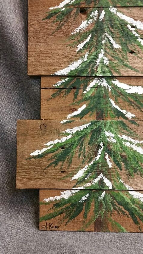 Painted Pallets, Xmas Display, Pine Tree Drawing, Christmas Hand Painted, Snowy Scene, Winter Greenery, Pallet Boards, Wood Pallet Art, Tree Winter