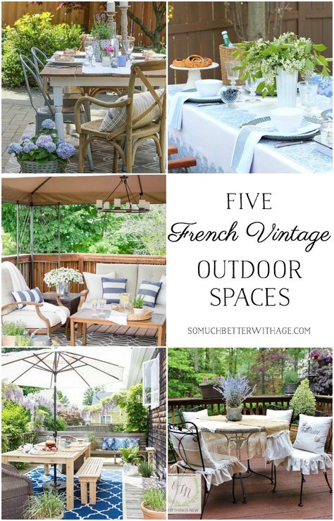 Paris Patio Outdoor Spaces, Cottage Style Patio Ideas, French Country Outdoor Dining, French Style Patio Ideas, French Country Patio Outdoor Spaces, French Country Backyard Patio, French Country Patio Ideas, Parisian Outdoor Decor, French Inspired Patio