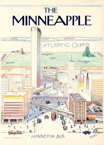 "The Minneapple" was a popular nickname for the city of Minneapolis in the 1980s, in contrast to the "The Big Apple" (New York City). This p... Minnesota Lakes, Feeling Minnesota, Easy French Twist, Saul Steinberg, Minneapolis City, Updo Bun, French Twist Updo, Minnesota Nice, Twist Updo