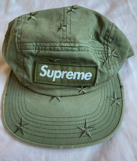 FW13 SUPREME Stars Camp Cap 100% authentic Supreme product 3 photos uploaded Material: 100% cotton Colourway: Olive Made in U.S.A Free Supreme sticker International shipping from London 🇬🇧 Vintage Supreme, Supreme Sticker, Ferrari F430, Camp Style, Cap Patterns, Green Hat, Green Hats, Fashion Help, Hat Cap