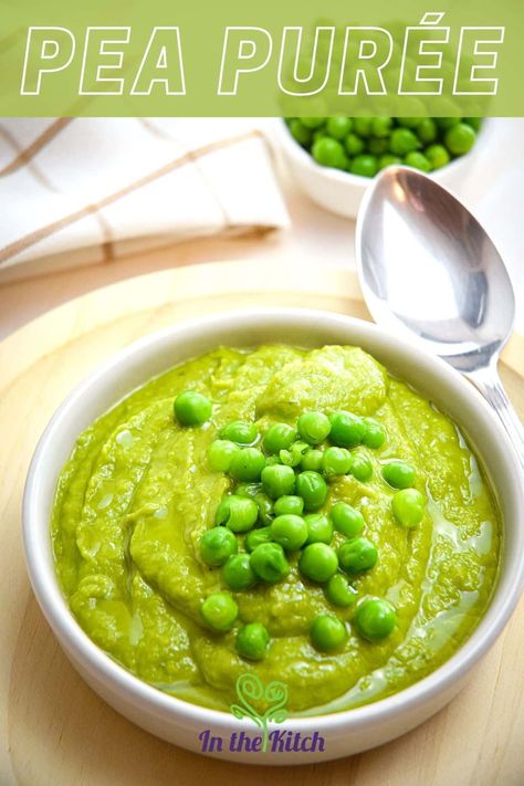 Pea purée is a vibrantly green dish that's loaded with vitamins and minerals. If you love the taste of sweet peas, this recipe makes the perfect side dish for your next dinner party or family dinner. Recipe at inthekitch.net #inthekitch #peapuree #peas High Protein Bariatric Recipes, Spinach Side Dish, Pea Puree, Gnocchi Dishes, Family Dinner Recipe, Canned Salmon Recipes, Produce Recipes, Salmon Steak, Bbc Good Food