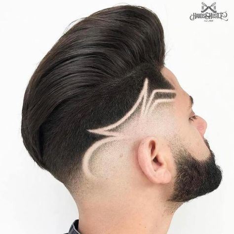 Pompadour With Shaved Sides Cortes De Cabello Corto Hombre, Combover Hairstyles, Greaser Hair, Hair Designs For Men, Hipster Hairstyles, Cortes De Cabello, Hair Tattoo, Mens Hairstyles Medium, Low Fade