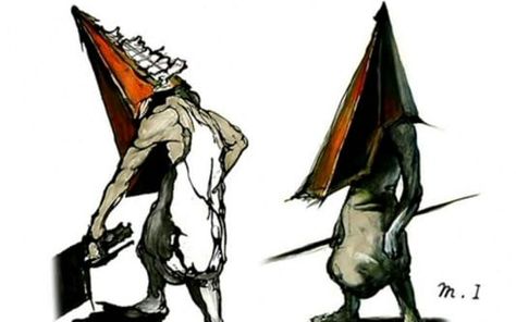 pyramid head | which silent hill monster follows you? Masahiro Ito, Red Pyramid Thing, Humanoid Monster, Hills Pictures, Silent Hill 1, Dvd Art, Silent Hill Art, Red Pyramid, Red Helmet