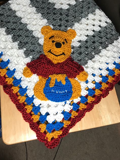 Pooh Crochet Blanket, Winnie The Pooh Crochet Blanket, Crochet Blanket Size Chart, Crochet Blanket Size, Easy Crochet Blankets, Crotchet Baby Blanket, Blanket Size Chart, Crochet Blanket Easy, Winnie The Pooh Crochet