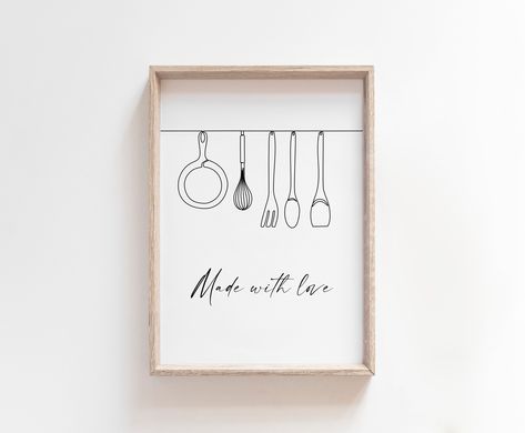 Kitchen Frames Ideas Wall Art, Kitchen Pictures Decor Wall Art, Kitchen Painting Art, Printable Kitchen Wall Art, Kitchen Wall Prints, Line Drawing Wall Art, Wall Art Dining Room, Moms Kitchen, Kitchen Wall Art Printables