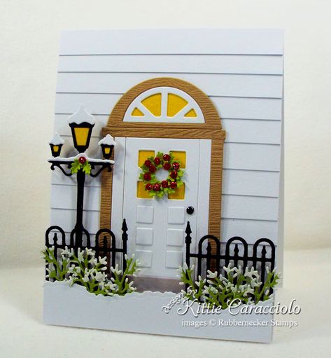 2023 Christmas Card Ideas, Clay Frame, House Cards, Door Card, Christmas Card Pictures, Christmas Front Door, Silver Christmas Decorations, Card Making Ideas, Christmas Front Doors