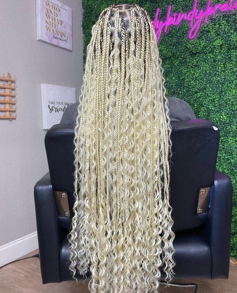 Blonde Braids Black Women With Curls, Platinum Blonde Box Braids, Dream Hairstyles, Blonde Box Braids, Braided Hairdo, Big Box Braids Hairstyles, Goddess Braids Hairstyles, Single Braids, Blonde Braids