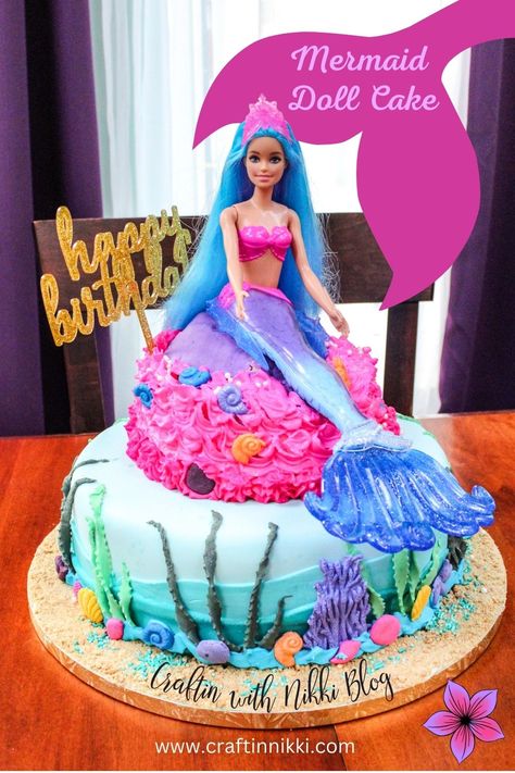 Mermaid cakes are the talk of the sea lately, so why haven’t I made one yet, up until now? #mermaids #mermaidparty #mermaidbirthday #fondant #cakedesign #craftblog #barbie Barbie Mermaid Cakes For Girls Birthday, Mermaid Cakes For Girls Birthday, Diy Mermaid Cake, Mermaid Doll Cake, Barbie Mermaid Cake, Mermaid Barbie Cake, Mermaid Birthday Cake, Barbie Mermaid, Barbie Birthday Cake