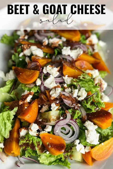 The first time I tasted a roasted beet salad, I was in love. This recipe for golden beet & goat cheese salad is my version of the beautiful pairing beets & goat cheese make together. #golden #beet #salad Golden Beets Recipe, Beets Goat Cheese, Golden Beet Salad, Beet Goat Cheese Salad, Beet Goat Cheese, Golden Beets Salad, Roasted Golden Beets, Beet And Goat Cheese, Beet Salad Recipes