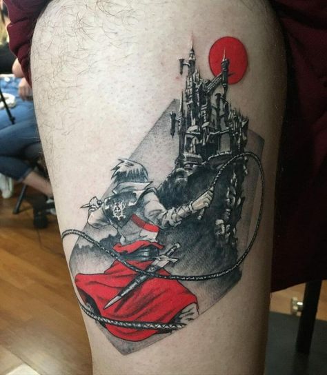 Castlevania Castle, Castlevania Tattoo, Dracula Tattoo, Gamer Tattoos, Castle Tattoo, Dracula Castle, Japan Tattoo Design, Spooky Tattoos, Gaming Tattoo