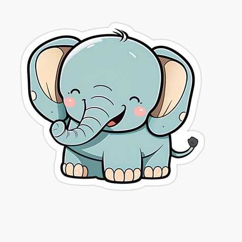 Holistic Artwork, Chibi Elephant, Elephant Stickers, Baby Themes, Cute Elephant, Animal Stickers, African Safari, Safari Animals, Baby Elephant