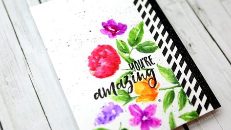 Kristina Werner, Card Making Video Tutorials, Gold Glitter Paper, Color Markers, Watercolor Stamps, Flowers Cards, Water Coloring, Cards With Flowers, Color Brush