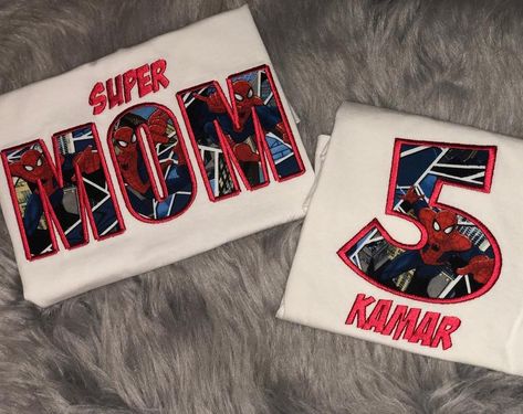 Spiderman Birthday, Superhero Theme, Man Vs, Super Mom, Man Birthday, Toddler Tees, Party Shirts, Family Shirts, Birthday Shirts