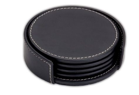 Dacasso Rustic Black Leather 4Round Coaster Set -- You can get more details by clicking on the image. Leather Coaster Set, Leather Coaster, Pin Interest, Office Works, Indoor Flower Pots, Cool Coasters, Elephant Party, Greenhouse Kit, Leather Coasters