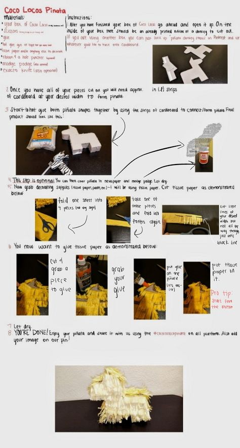 You can now make a mini Piñata from your Coco Locos Cereal Box. Just follow these simple instructions. The outline is already printed on the inside of the box of your Coco Locos. Share your mini Piñata Friends with us during our hashtag #cocolocoscopinata on all social media platforms. Box Project, Mini Pinatas, Cereal Box, Social Media Platforms, Cereal, Coco, Social Media, Media, Canning