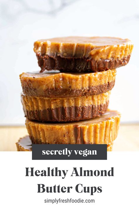 Get your fix of sweet and healthy treats with these Raw Vegan Almond Butter Cups - the perfect alternative to traditional peanut butter cups. These vegan Reese's cups are made with raw ingredients, making them perfect for raw food enthusiasts. Indulge in these delicious and healthy almond butter cups for a guilt-free treat anytime! Almond Butter Cups, Raw Vegan Chocolate, Snacks Vegan, Healthy Dessert Recipes Easy, Low Carb Sweets, Healthy Desserts Easy, Raw Vegan Recipes, Chocolate Cups, Quick Desserts