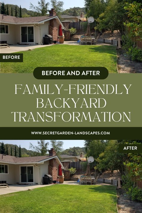 The transformation of this backyard into a family-friendly one was so much fun. I loved that my clients were game for my ideas and I am so thrilled that their family will now use the space often. Backyard landscaping | Backyard transformations | Backyard landscaping ideas | Backyard landscaping designs | Backyard landscaping layout Large Garden Ideas Landscaping Backyards, Family Friendly Landscape Design, Large Backyard Entertaining Ideas, Backyard Landscaping California, Medium Sized Backyard Ideas, Backyard Design Layout Rectangle, Large Backyard Inspiration, Backyard Entertaining Area Layout, Backyard Zones Outdoor Living