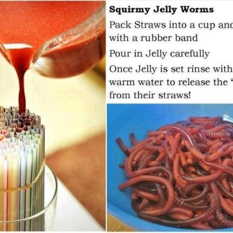 Homemade Gummy Worms Recipe | Just A Pinch Recipes Jello Worms, Jelly Worms, Snack Halloween, Uhyggelig Halloween, How To Make Jelly, Gummy Worms, Fun Snacks For Kids, Halloween Snacks, Samosa