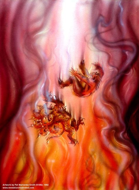 satan and the false proplet go to the lake of fire! READ REVELATION Lake Of Fire, Bible Artwork, Revelation 19, Revelation 20, False Prophets, Jesus Is Coming, Book Of Revelation, 11x14 Print, Bible Prophecy