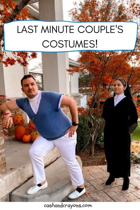 Last Second Couples Costume, Easy Costume For Couples, At Home Couple Costumes, Basic Halloween Costume Couples, Low Effort Halloween Costume Couple, Trending Couples Costumes, Old Couple Halloween Costume, Easy Couple Halloween Costumes 2024, Cat Couples Costume