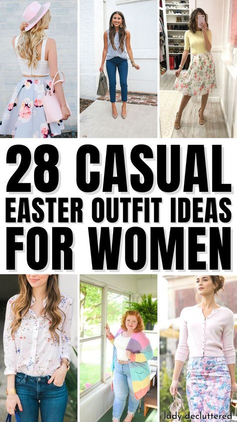 Easter is just around the corner, and that means it’s time to start thinking about what you’re going to wear! If you’re looking for some casual Easter outfit ideas, we’ve got you covered! Check out these 28 different outfits that are perfect for celebrating Easter in style. - Lady Decluttered | Casual Easter Outfit Ideas for Women Easter Outfit Ideas For Women, Casual Easter Outfit, Easter Outfit Ideas, Lady Decluttered, Simple Spring Outfits, Neutral Capsule Wardrobe, Capsule Wardrobe Minimalist, Capsule Wardrobe Work, Winter Capsule Wardrobe