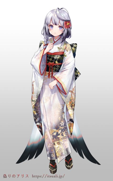 Japanese Warrior Outfit, Anime Female Kimono, Anime Kimono Design, Kimono Poses, Warrior Outfit, Anime Kimono, Fantasy Design, Japanese Warrior, Kimono Design