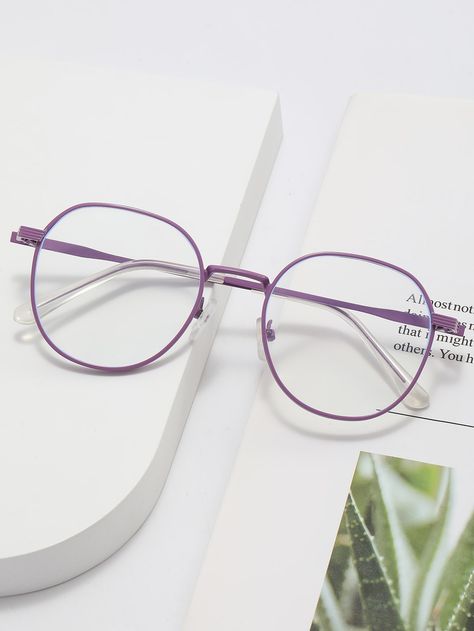 Purple Metal Frame Glasses, Eye Glasses Frames Trendy, Purple Glasses Aesthetic, Purple Glasses Frames, Trendy Specs, Specs Frames Women, Clear Glasses Frames Women, Glasses Women Fashion Eyeglasses, Cute Glasses Frames