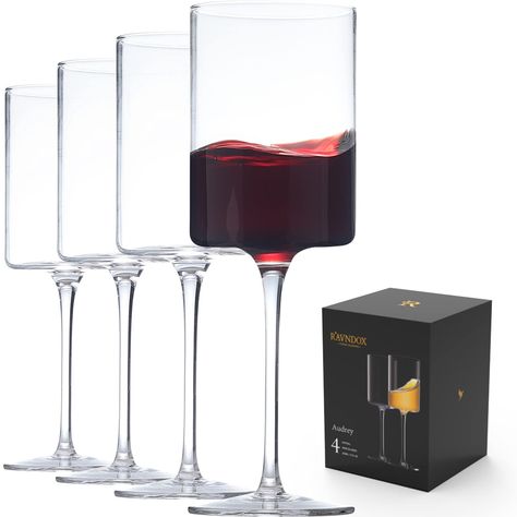 PRICES MAY VARY. 【Perfect & Unique】Perfect cylindrical shape, cold-cut edges and delicate and refined lines bring elegance to the enjoyment of red wine. 100% lead-free crystal, hardened to ensure durability, suitable for white and red wines. 【Suitable for Any Occasion】Square red wine glass, whether it's a casual brunch or a formal dinner. Ravndox's square red wine glass is seamlessly designed to suit any occasion, whether it's a formal or casual occasion. 【Handmade Craftsmanship】These glasses al Square Wine Glasses, Wine Tasting Party, Red Wine Glasses, Crystal Wine Glasses, Modern Flat, Bar Glassware, Square Glasses, Stemless Wine Glasses, Unique Birthday Gifts