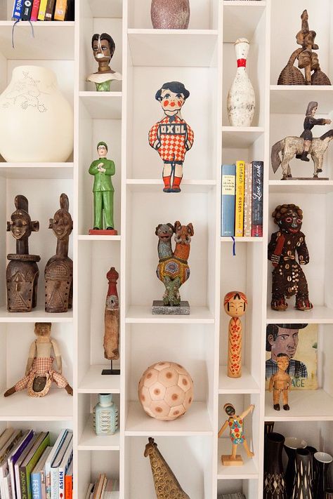 from selby. Olaf Hajek, Toy Collection Display, Berlin Apartment, Toy Display, Collection Display, Eco Design, Wedding Board, Displaying Collections, Art Display