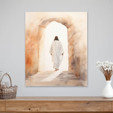 He is Risen, Jesus Christ Resurrected, Easter Painting, Jesus Wall Art, Ready to Hang Canvas Wall Art, Bible Art, LDS Art, Jesus Painting He Is Risen Painting, Jesus Painting Canvases, He Is Risen Art, Lds Easter, Risen Jesus, Lion Of Judah Jesus, Jesus Easter, Easter Paintings, Jesus Wall Art