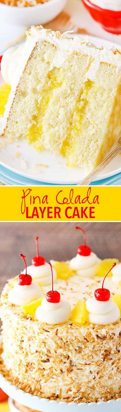 This Pina Colada Layer Cake has moist layers of coconut cake, homemade pineapple filling and coconut frosting! Pineapple Layer Cake, Pineapple Filling, Pineapple Cake Recipe, Weight Watcher Desserts, Pineapple Chunks, Cake Homemade, Coconut Cake Recipe, Coconut Frosting, Low Carb Dessert