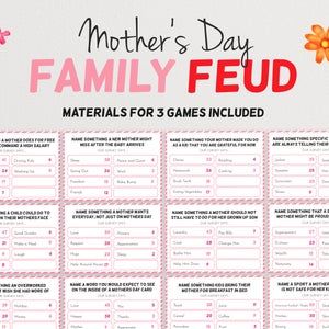 Mother's Day Game Bundle Mothers Day Quiz Mothering | Etsy Bach Games, Bridal Jeopardy Game, Hens Night Games, Bridal Jeopardy, Mother's Day Games, Taboo Game, Wedding Party Games, Family Feud Game, Fun Bridal Shower Games