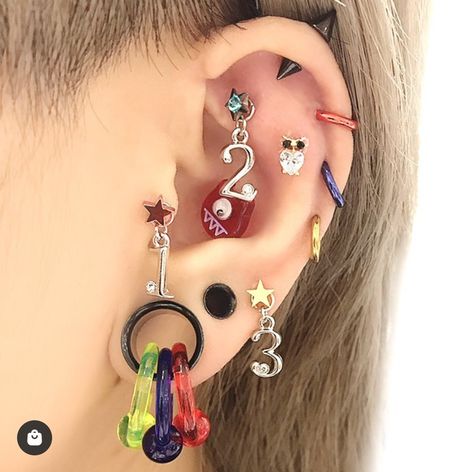 Piercing Combos, Mod Jewelry, Ear Art, Cool Ear Piercings, Pretty Ear Piercings, Cool Piercings, Cute Piercings, Ear Ring, Body Jewelry Piercing