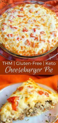 This simple keto low carb cheeseburger pie recipe has been made gluten free and THM friendly by using a coconut flour mixture instead of regular flour. #lowcarb #glutenfree #keto #ketorecipe #THM #cheeseburgerpie | LowCarbYum.com Low Carb Cheeseburger, Cheeseburger Pie, Pizza Topping, Keto Casserole, Simple Keto, Resep Diet, Recetas Keto, Low Carb Dinner, Idee Pasto Sano