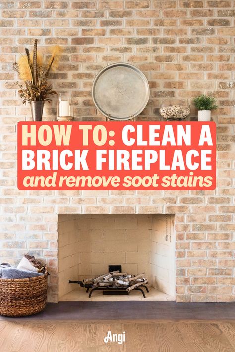 Discover the secrets to revitalizing your brick fireplace by learning how to effectively remove tough soot stains with straightforward cleaning techniques and everyday supplies. Keep your living room's centerpiece looking its best while ensuring safety with these expert tips. Massachusetts Houses, How To Clean Brick, Brick Fireplaces, House Fireplace, Clean Fireplace, Cleaning Techniques, Cleaning Stuff, Diy Fireplace, Brick Fireplace